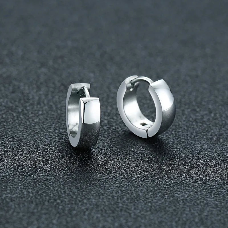 VNOX Stainless Steel Hoop Earrings for Men Women | Small Huggie Earrings close-up view