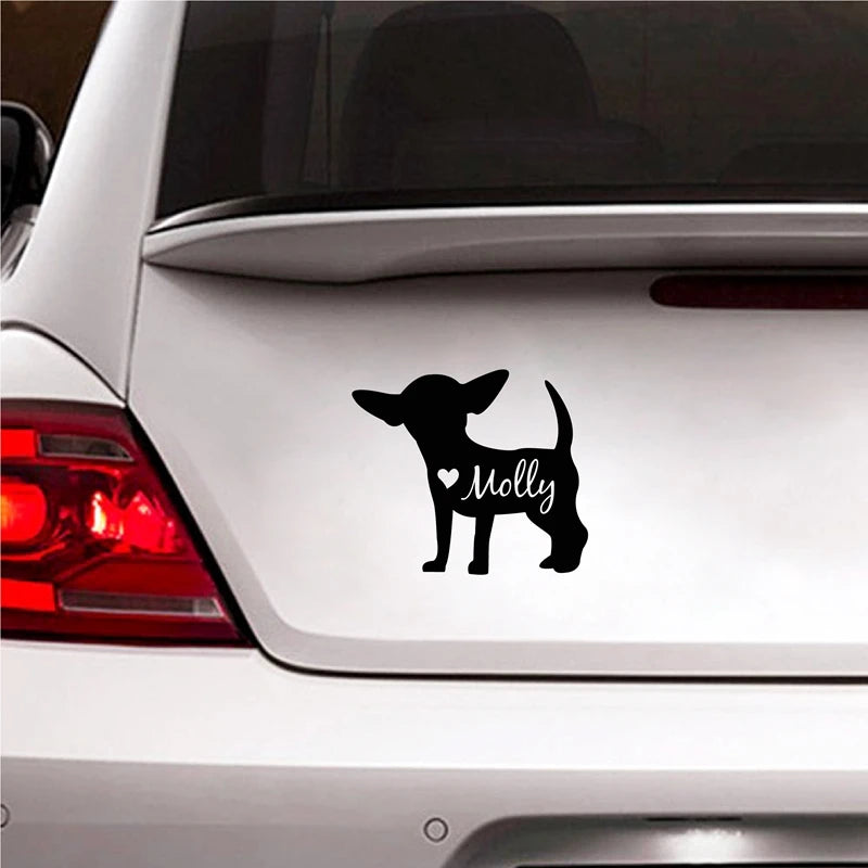 Custom Chihuahua Dog Name Decal | Personalized Vinyl Sticker for Car Window Laptop