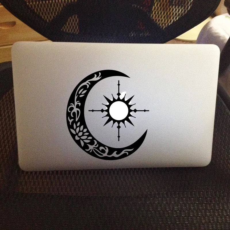 Sun Compass Crescent Moon Vinyl Sticker Decal | Car and Laptop Decor alternate view