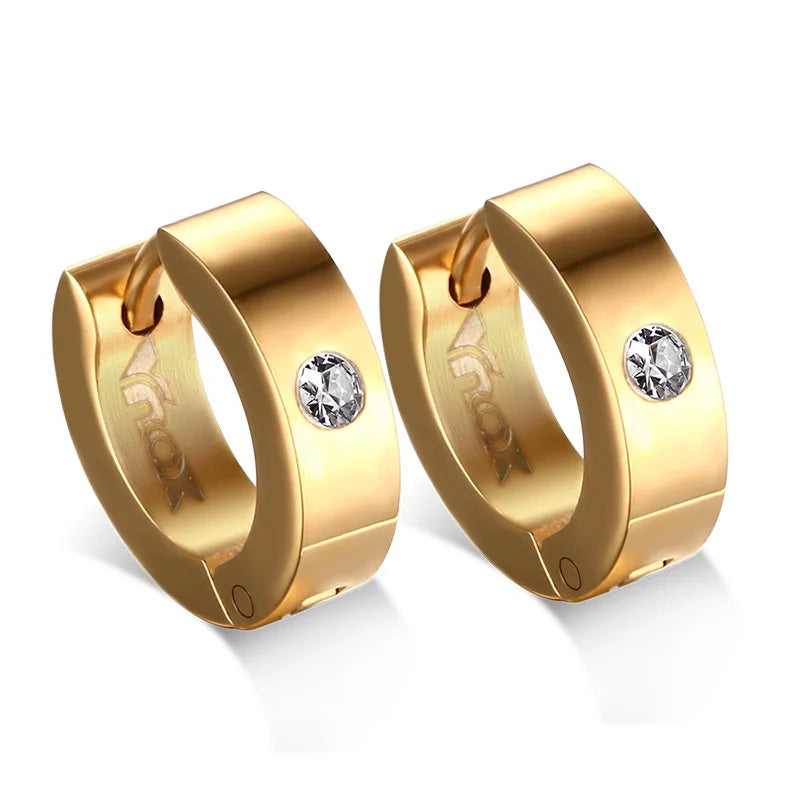 Stainless Steel Hoop Earrings for Women | Cubic Zirconia Huggie Ear Cuff alternate view