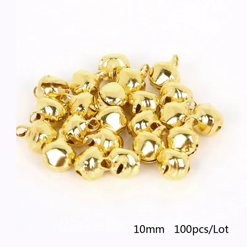 50-300Pcs Gold Jingle Bells Iron Pendants Hanging Christmas Tree Ornaments Christmas D close-up view
