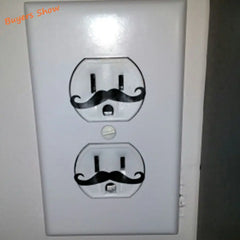 Funny Light Switch Stickers | 12 Pack Mustache Outlet Decals detail view
