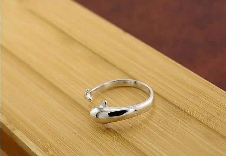 Dolphin Animal Platinum Plated Ladies Finger Rings