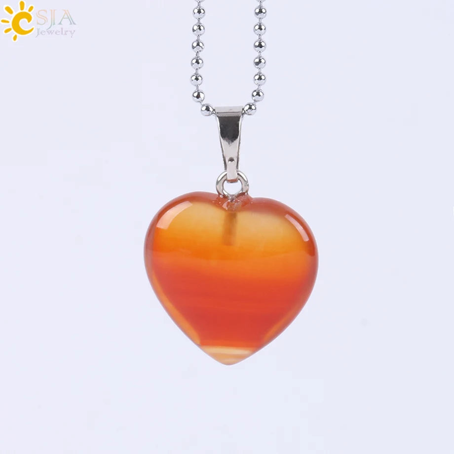 Natural Stone Heart Pendant Necklace | Crystal Healing Jewelry for Women alternate view