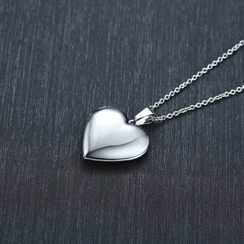 Vnox Light Heart Locket Pendants for Women Men Openable Photo Frame Glossy Stainles additional angle