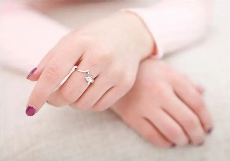 Dolphin Animal Platinum Plated Ladies Finger Rings
