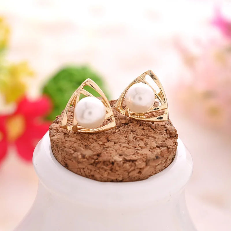 Wild Simple Pearl Bean Earrings close-up view
