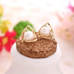 Wild Simple Pearl Bean Earrings close-up view