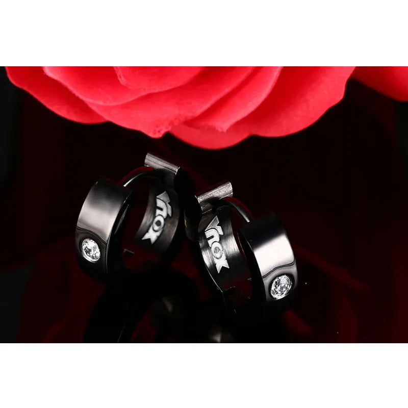 Stainless Steel Hoop Earrings for Women | Cubic Zirconia Huggie Ear Cuff detail view