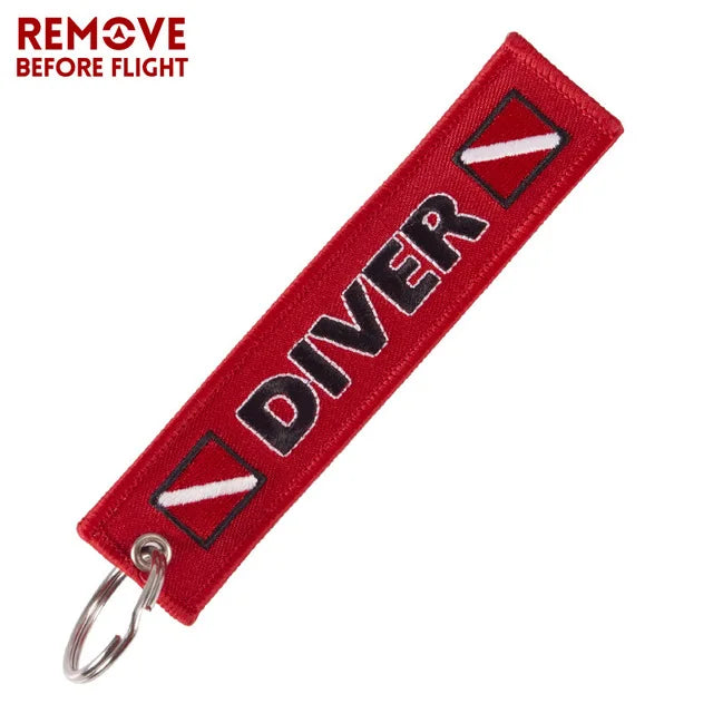 Motorcycle Keychain with Embroidery | Real Men Like Curves Keyring detail view