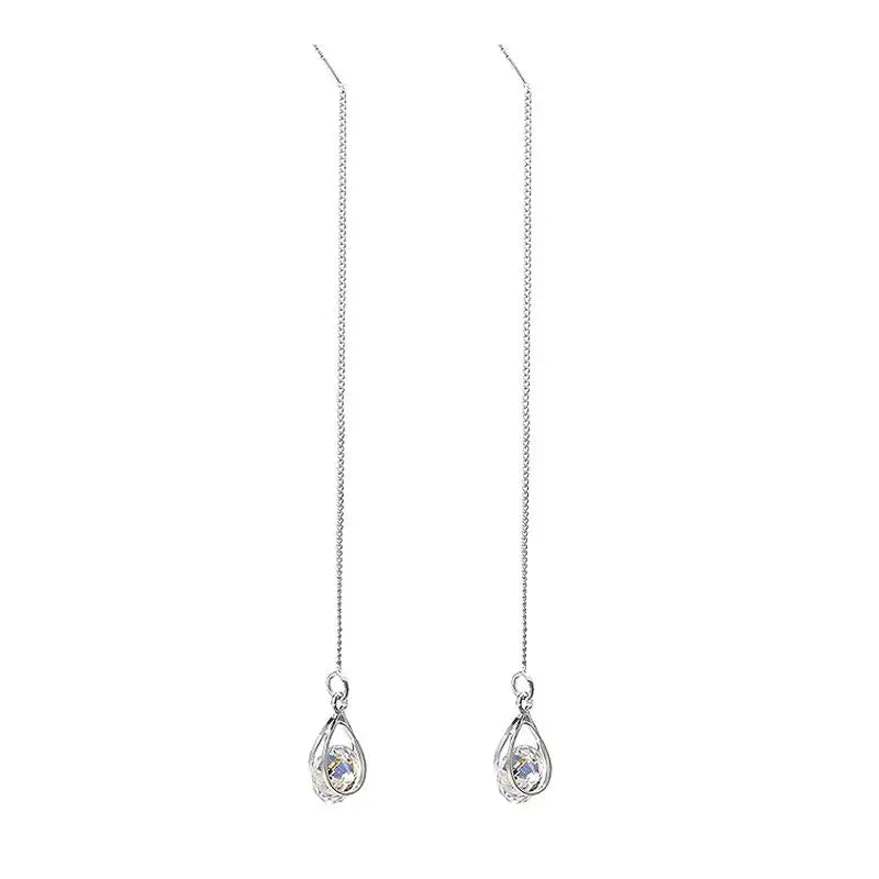Silver Drop Tassel Earrings | Fashion Jewelry for Women detail view