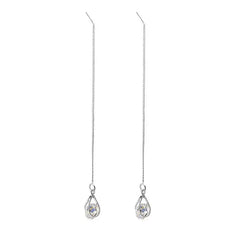 Silver Drop Tassel Earrings | Fashion Jewelry for Women detail view