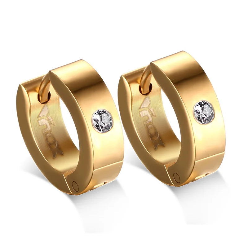 Rock Punk Huggie Earrings | Stainless Steel Unique Small Hoop Earrings for Men and Wo alternate view