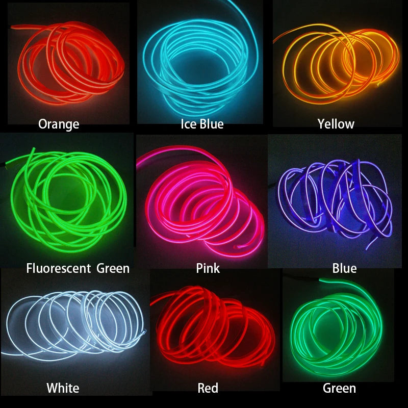 1M/2M/3M/5M Car Interior Led Decorative Lamp EL Wiring Neon Strip For Auto DIY Flexibl close-up view