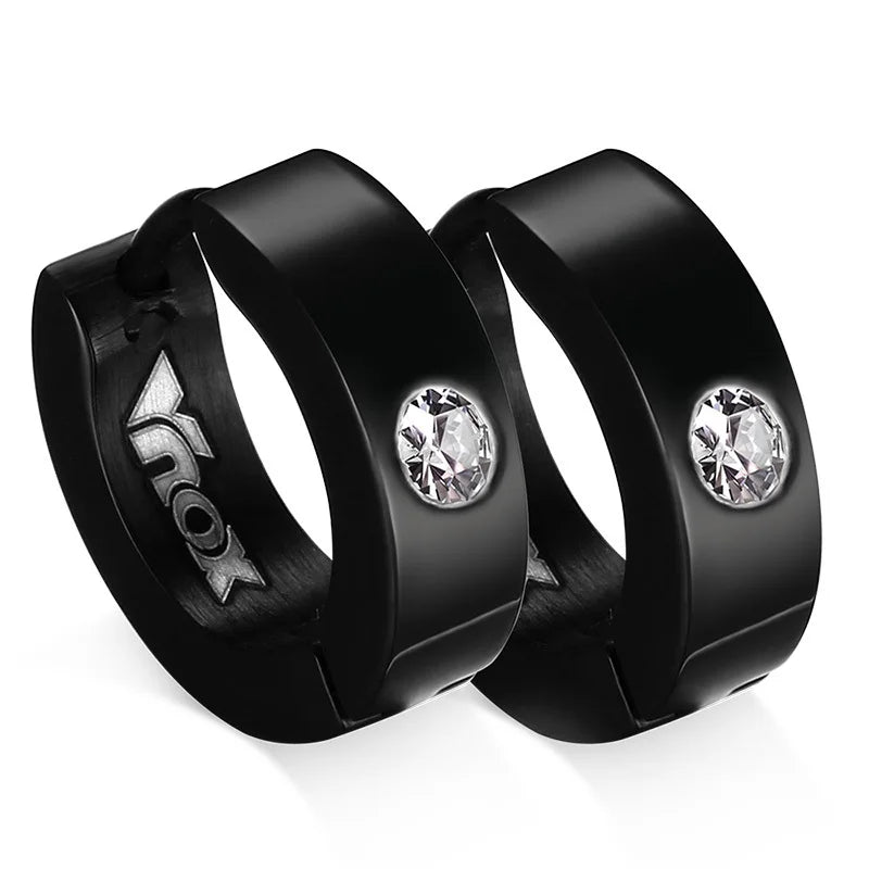 Stainless Steel Hoop Earrings for Women | Cubic Zirconia Huggie Ear Cuff detail view