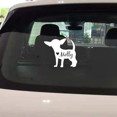 Custom Chihuahua Dog Name Decal | Personalized Vinyl Sticker for Car Window Laptop detail view