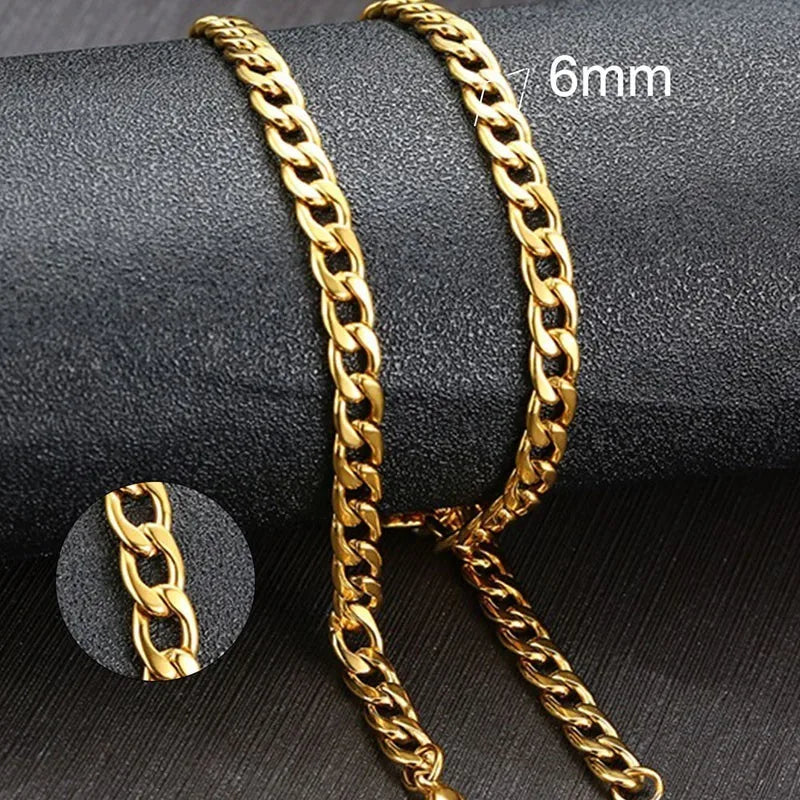 Vnox Men's Cuban Link Chain Necklace | Stainless Steel Black Gold Color Choker Jewelr lifestyle view