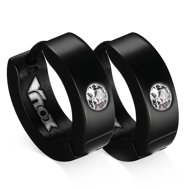Rock Punk Huggie Earrings | Stainless Steel Unique Small Hoop Earrings for Men and Women detail view