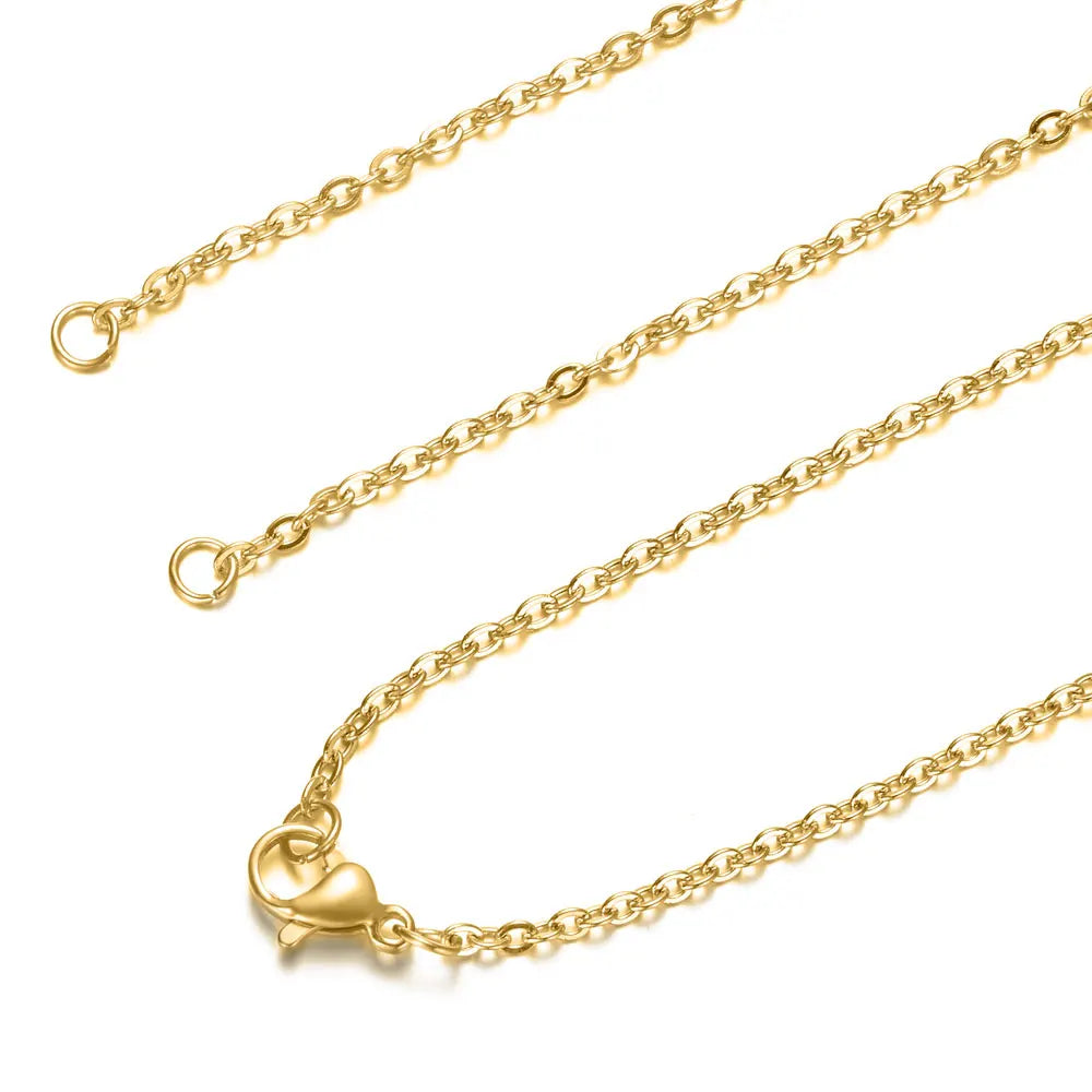 5pcs 2mm Cross Chain Necklaces for DIY Jewelry Making | 316 Stainless Steel Gold close-up view