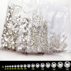 AB/Clear 1 Bag Nail Rhinestones Sizes SS3-SS12 1440 pcs Nail Art Decoration Flatback Glass Stones Sh