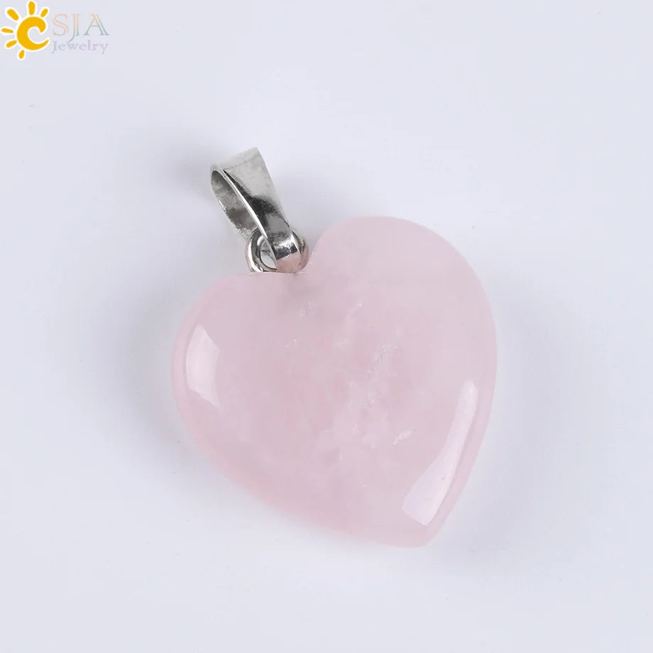 Natural Stone Heart Pendant Necklace | Crystal Healing Jewelry for Women alternate view