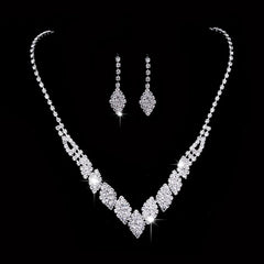 Fashion Crystal Bride Jewelry Set Rhinestone Silver-plated Wedding Dress Banquet Necklac detail view
