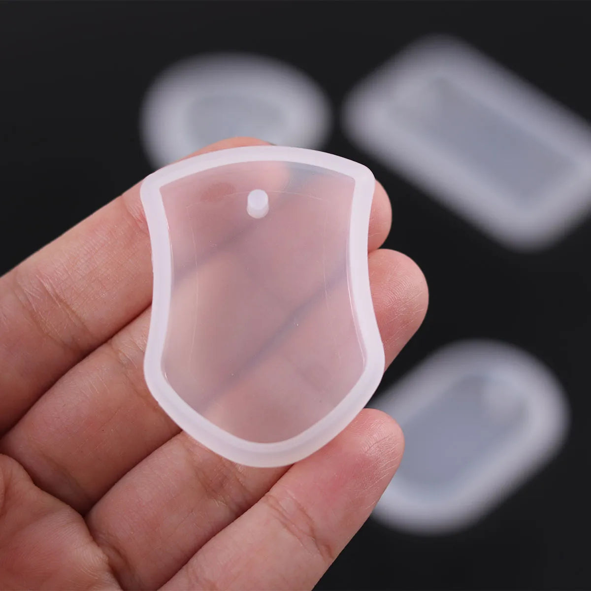 1/6/10pcs DIY Keychain Pendant Silicone Mold Set Crystal Epoxy Resin Mold Round Rectan close-up view
