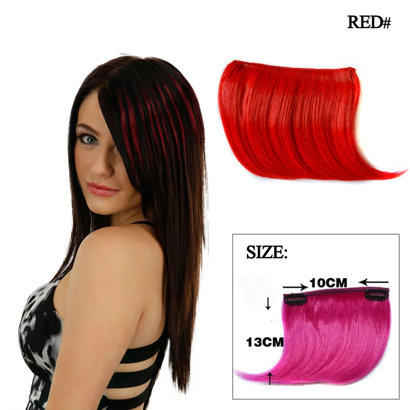 Colorful Clip In Bangs Hair Extensions | High Temperature Fiber Hair Pieces for Women detail view