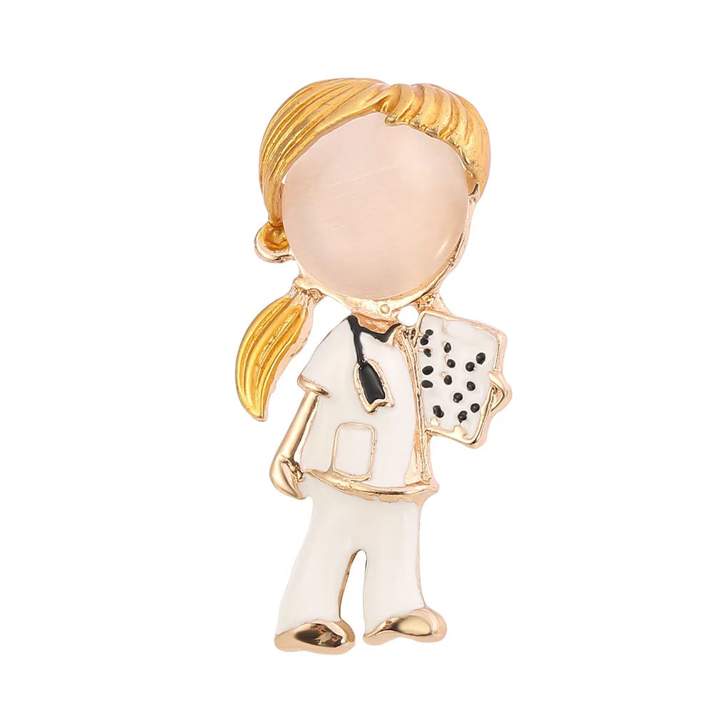 New Medical Medicine Brooch Pin Stethoscope Electrocardiogram Microscope Heart Shaped Pin Nurse Doctor Backpack Lapel Jewelry