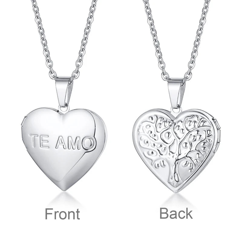 Vnox Light Heart Locket Pendants for Women Men Openable Photo Frame Glossy Stainless lifestyle view