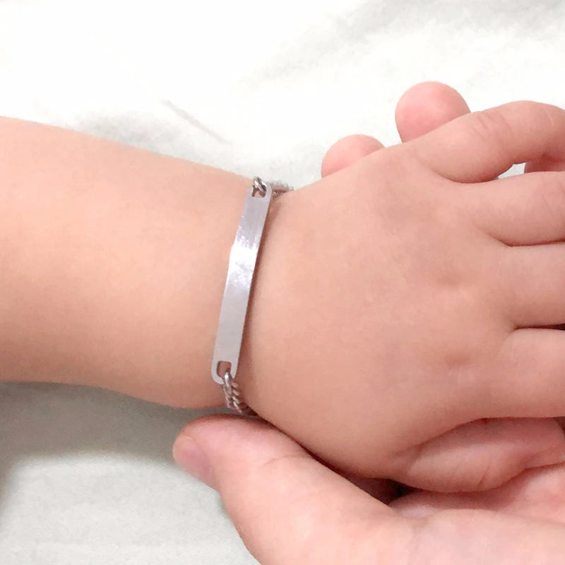 Kids Adjustable ID Bracelet | Custom Name Anti-Lost Stainless Steel Jewelry for Child alternate view