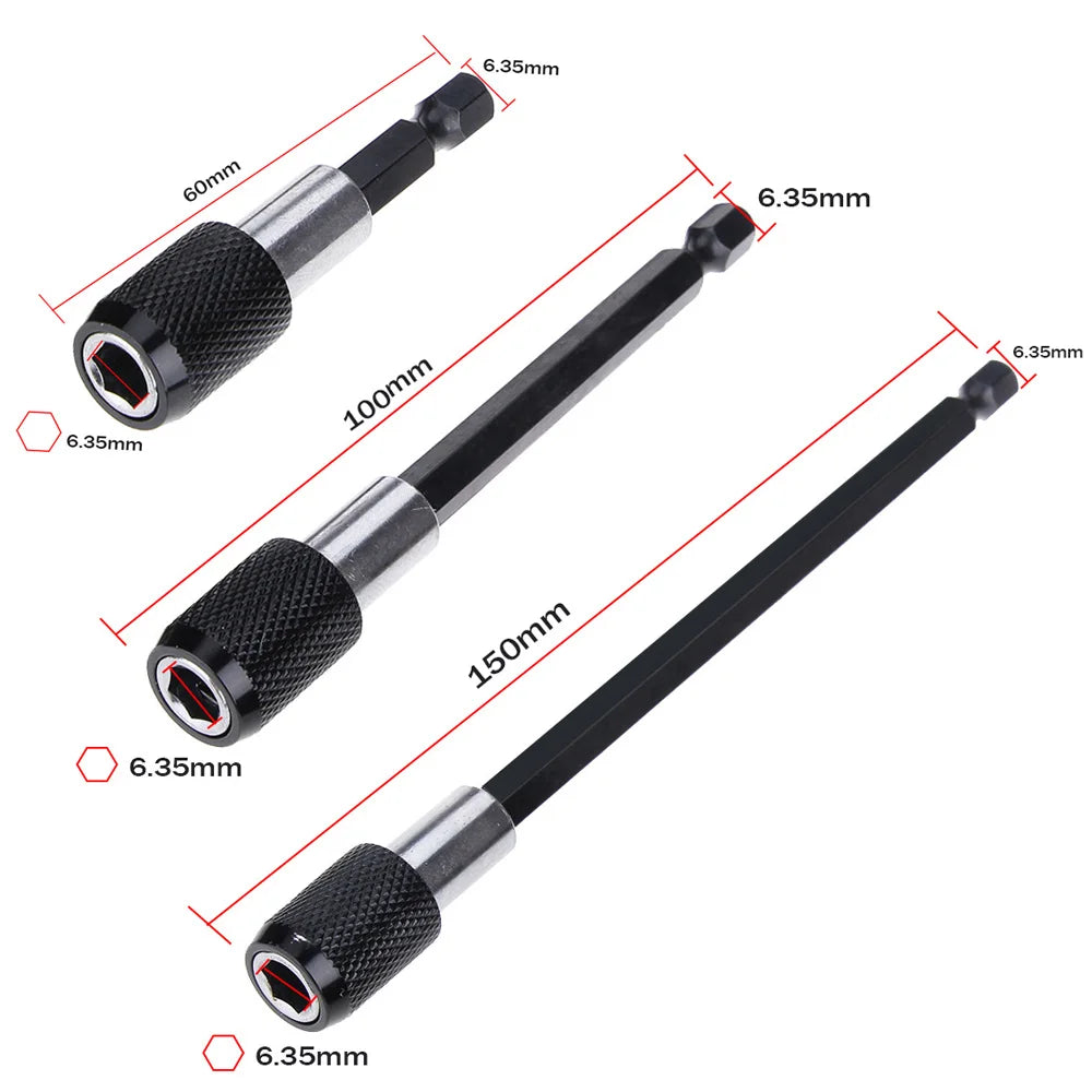 1/4 Inch Hex Shank Quick Release Screwdriver Bit Holder Extension Bar | 60mm 100mm additional angle