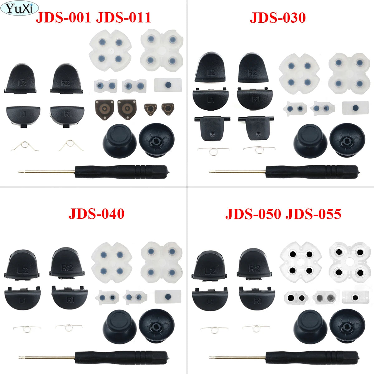 PS4 Trigger Button and Analog Stick Mod Kit | Compatible with JDS JDM 030 040 011 050 055 Controller