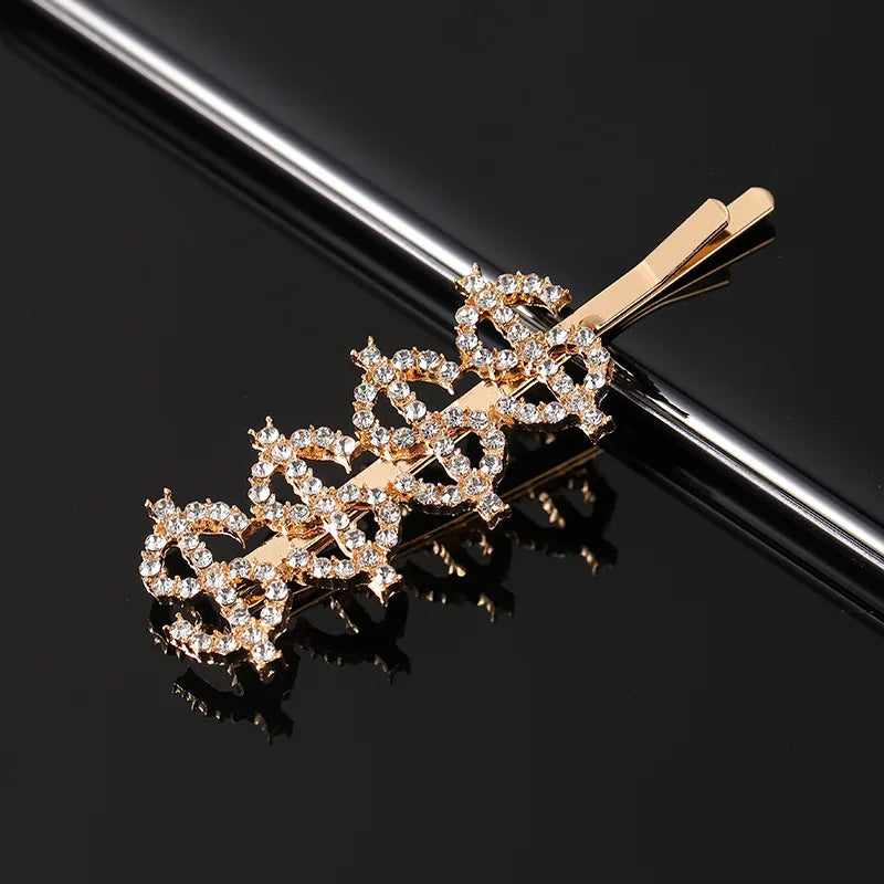 Simple Letter Rhinestone Hairpins Women Hair Clips Pins Barrettes Accessories For W additional angle