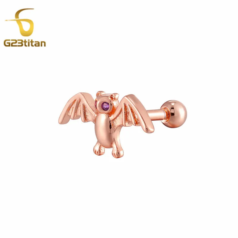 2PC Surgical Steel Cartilage Earring Helix Daith Conch Tragus Piecring Ring Zircon additional angle