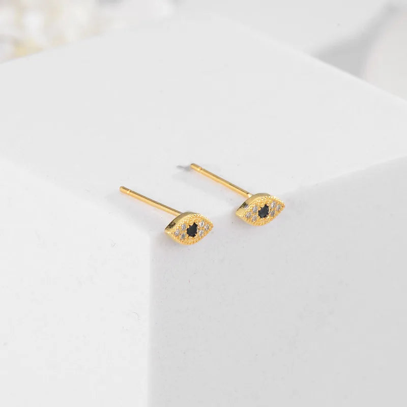 925 Sterling Silver Zircon Blue Evil Eye Stud Earrings alternate view