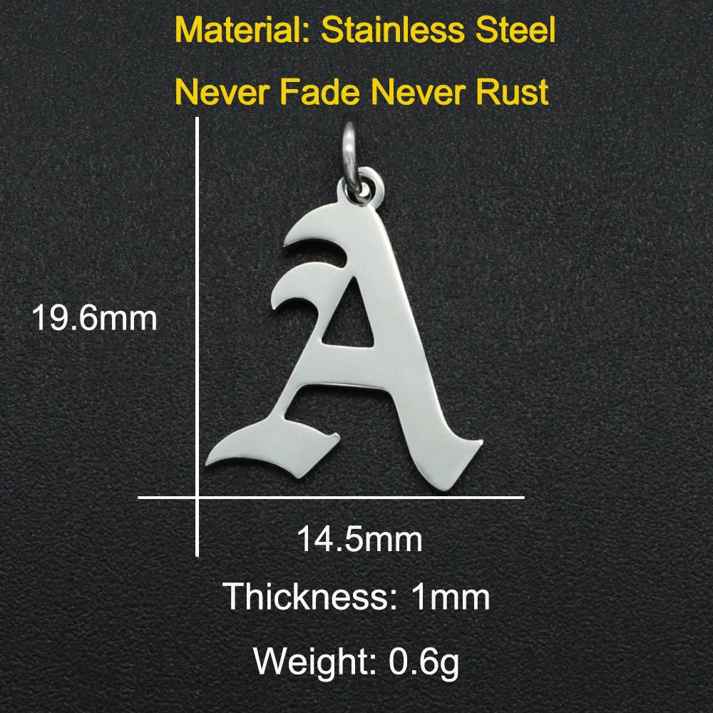316 Stainless Steel Old English Letter Charms | DIY Alphabet Jewelry Findings for B additional angle