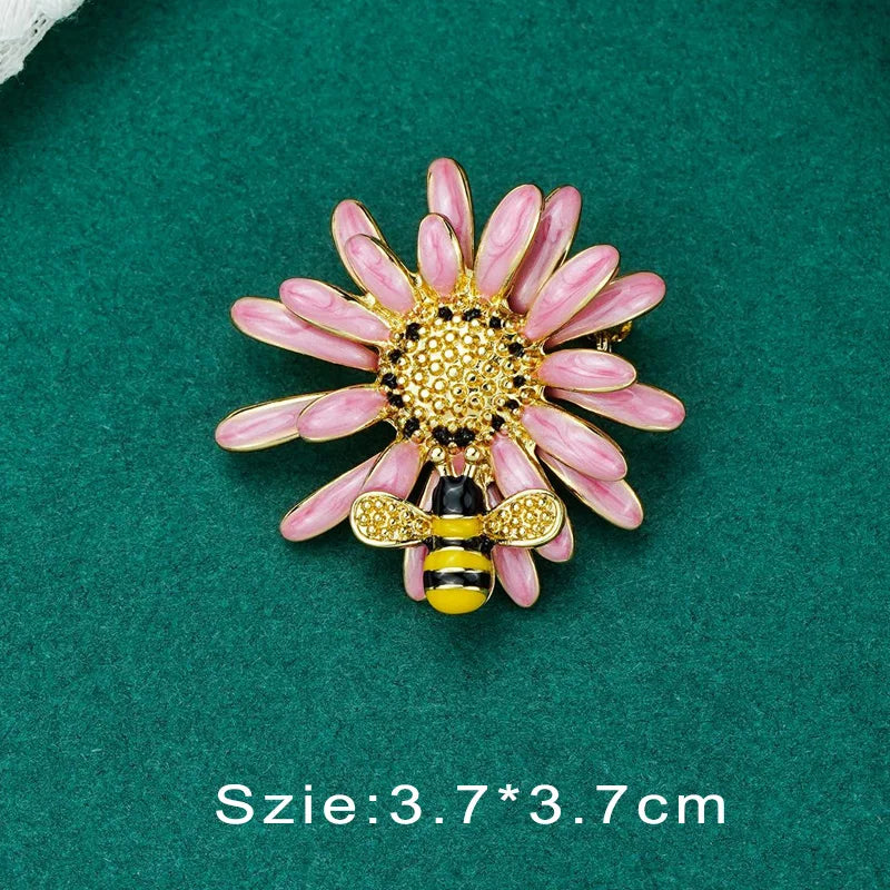 Vintage Palace Plant Flower Baroque Brooch Red Enamel Pearl Brooch Pin Woman Party Accessories