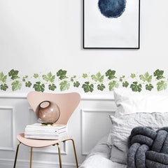 Green Leaf Vine Wall Sticker | Modern Home Decor Mural for Bedroom Living Room close-up view