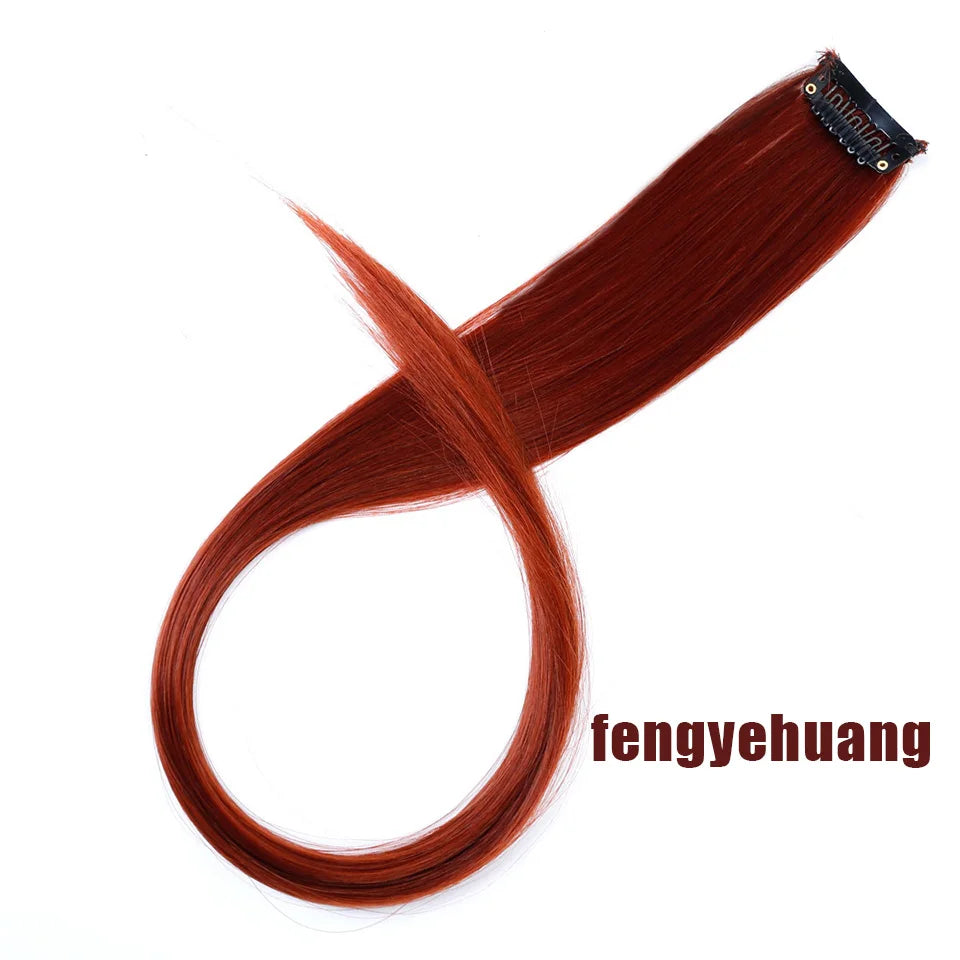 Clip In Rainbow Highlight Hair Extensions | Pink Synthetic Hair Strands additional angle