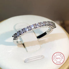 925 Silver Luxury Female Zircon Stone Single Row Ring Brand Fashion Simple Finger Ring Silver Color