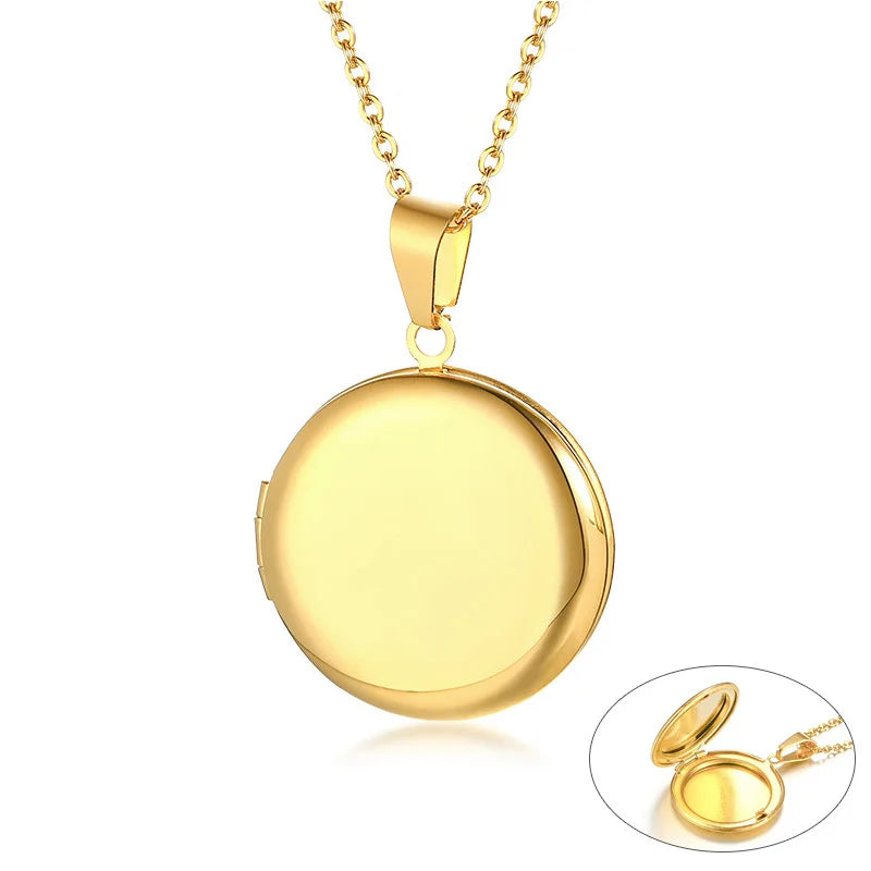 Delicate Floral Oval Heart Locket Pendant Necklaces for Women,Stainless Steel Photo Fram detail view