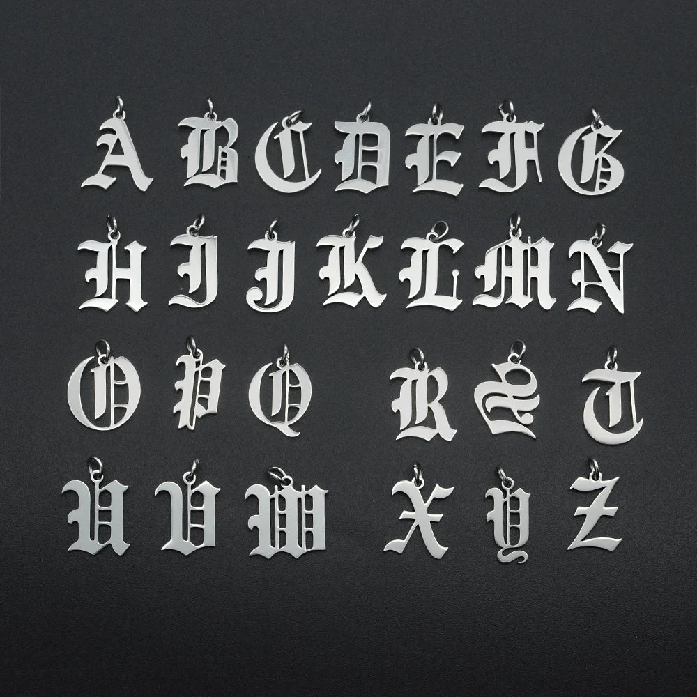 316 Stainless Steel Old English Letter Charms | DIY Alphabet Jewelry Findings for Bracelets and Neck