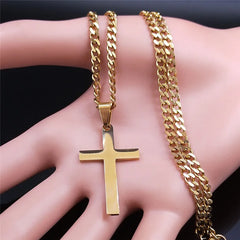 Gold Stainless Steel Cross Pendant Necklace | Hip Hop Jesus Chain Jewelry for Men Wom alternate view