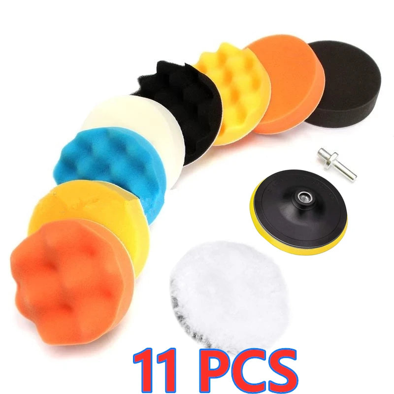Car Polishing Sponge Pads Kit Foam Pad Buffer Kit Polishing Machine Wax Pads for Auto close-up view