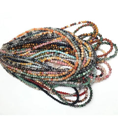 4mm Natural Stone Beaded Necklace and Bracelet Set | Tiger Eye Tourmaline Amazonite Agates Crystal Q