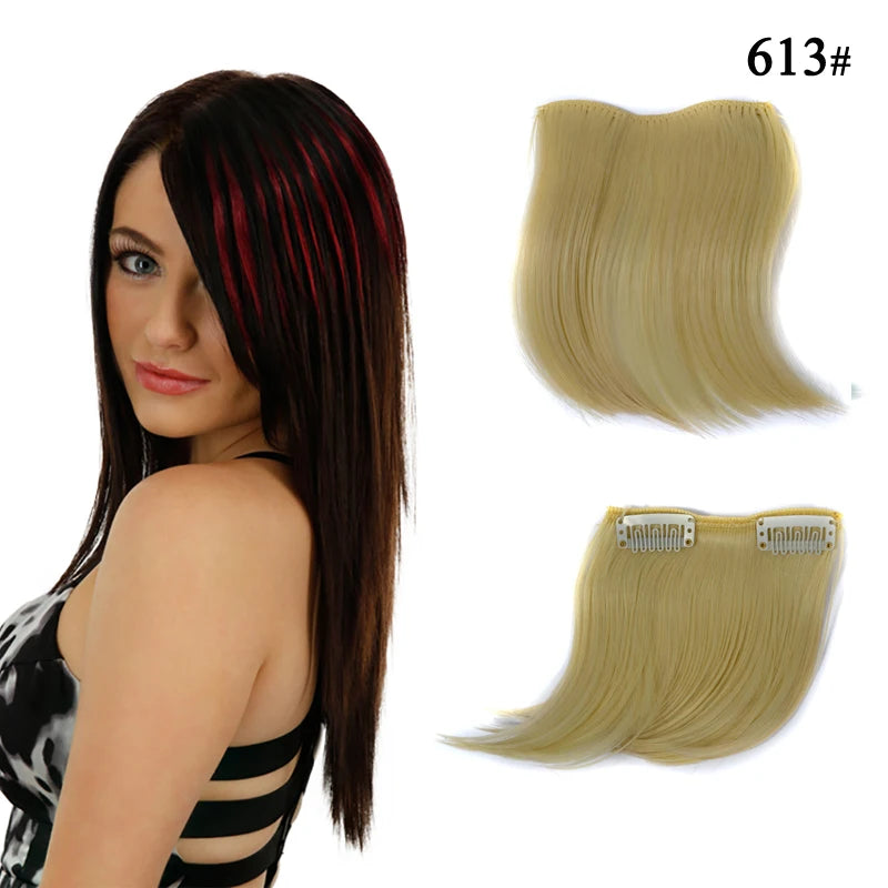 Colorful Clip In Bangs Hair Extensions | High Temperature Fiber Hair Pieces for Women close-up view