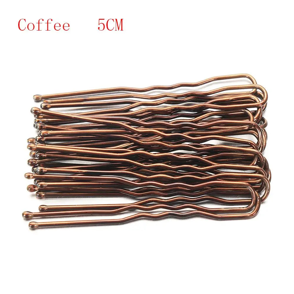 20PCS 5/7cm U Shaped Hairpin Gold Bridal Hairstyle Tool Alloy Gifts Barrette Hair Clips detail view