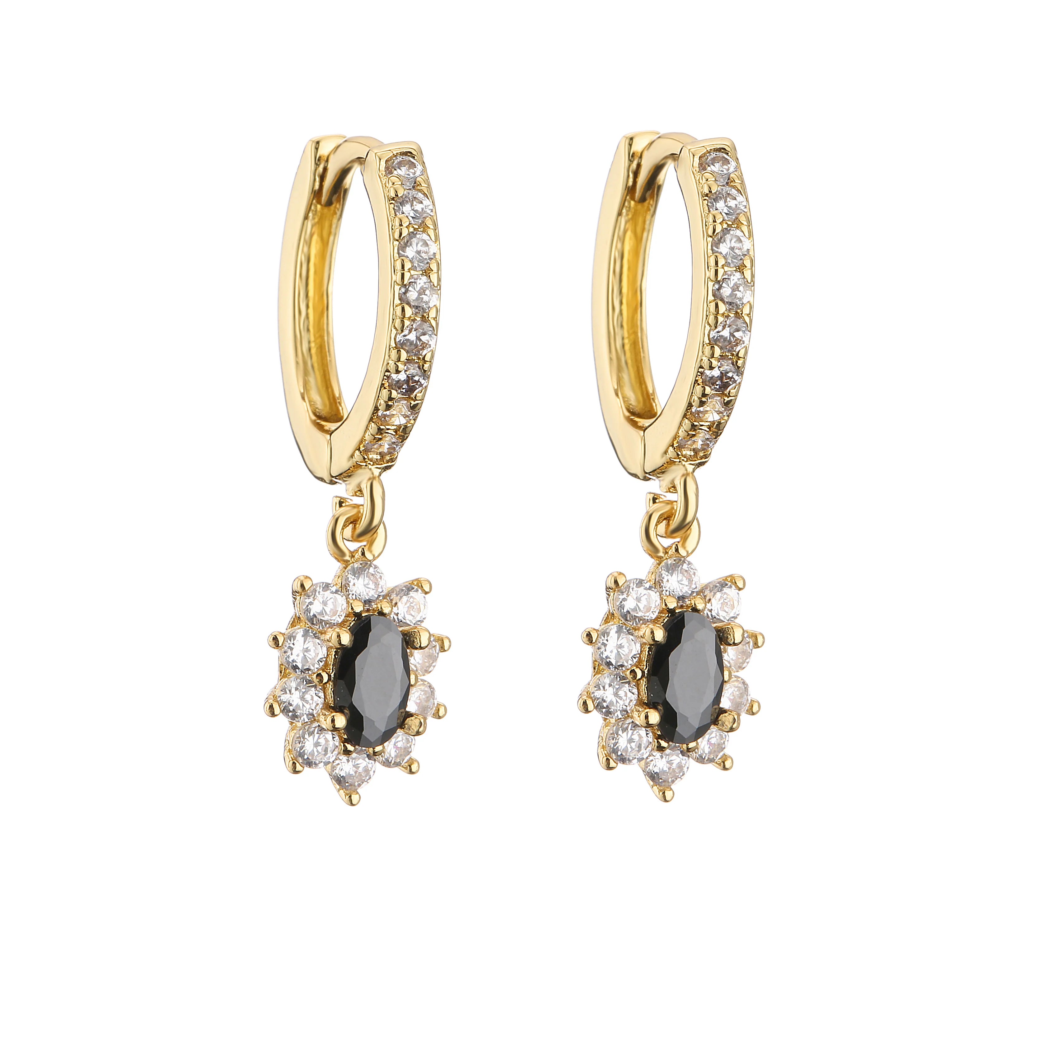 Cubic Zirconia Hoop Earrings | Classic Dazzling Stud Earrings for Women detail view