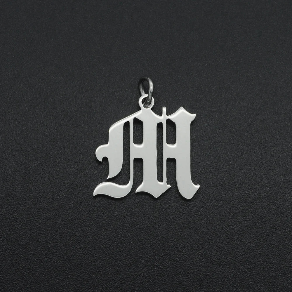 316 Stainless Steel Old English Letter Charms | DIY Alphabet Jewelry Findings for Brac close-up view